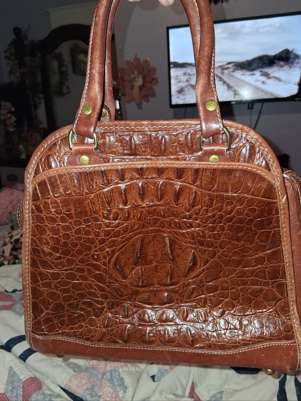 Leather Gator Hand Bag Brahmns - Picture 2 of 6